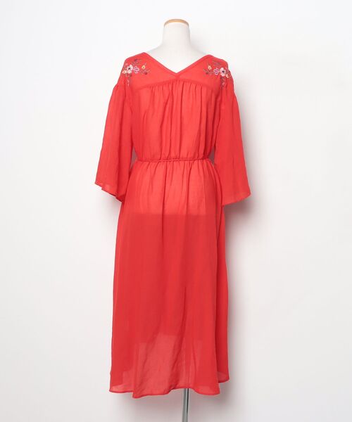 「w closet」 半袖ワンピース - レッド レディース_画像2