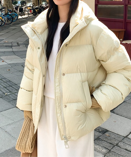 LUCPY コート アウター エコファーフード中綿ジャケット レディース