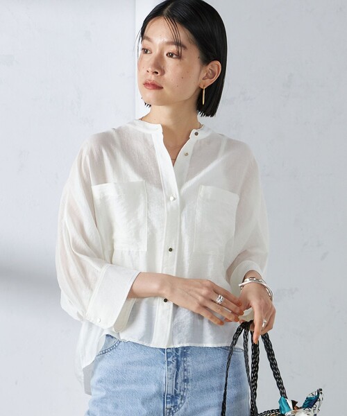 「SHIPS」 7分袖ブラウス ONE SIZE ブラック レディースの画像