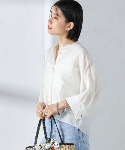 「SHIPS」 7分袖ブラウス ONE SIZE ブラック レディースの画像