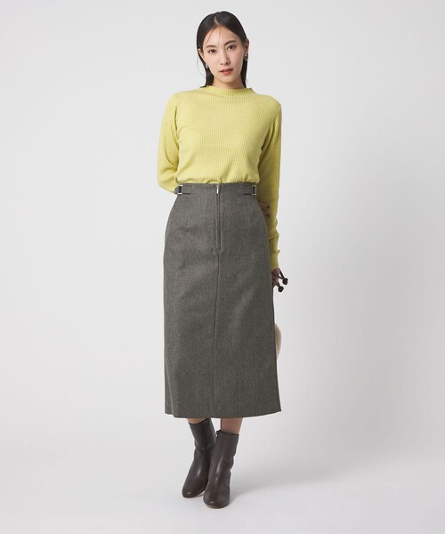 定価9,9万✨BLAMINK ダブルフェイス タイトスカート 36サイズ カーキ 定価9，9万✨BLAMINK ダブルフェイス タイトスカート 36サイズ カーキ