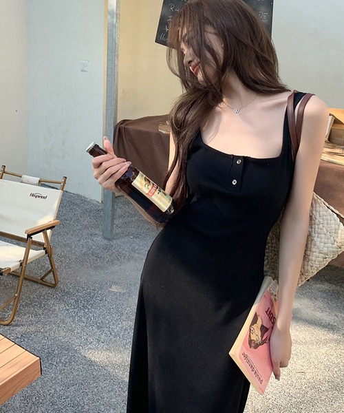 「meJane」 ノースリーブワンピース L チャコールグレー レディース_画像4