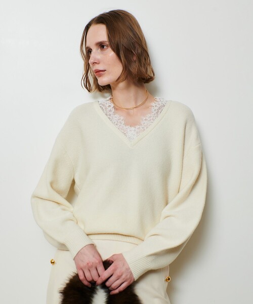 allureville（アルアバイル） ニット セーター レースドッキングプル