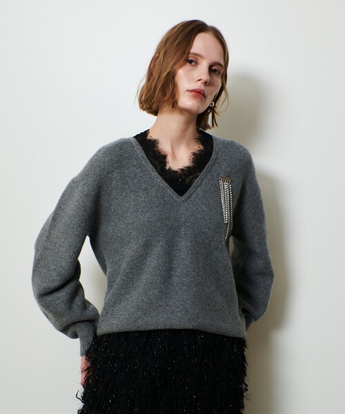 allureville（アルアバイル） ニット セーター レースドッキングプル