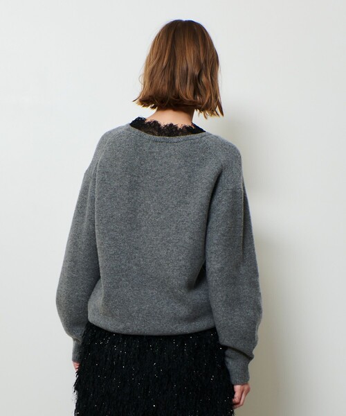 ルルウィルビー　セーター　ニット　グレー　2 allureville（アルアバイル） ニット セーター レースドッキングプル