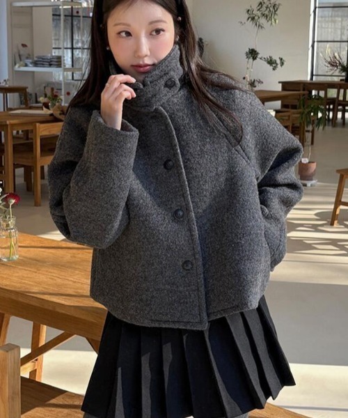 コート アウター ハイネックショートコート レディース : ZOZOTOWN