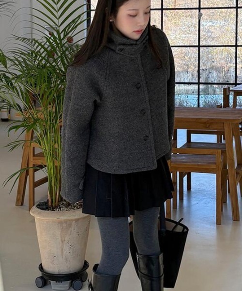 コート アウター ハイネックショートコート レディース : ZOZOTOWN