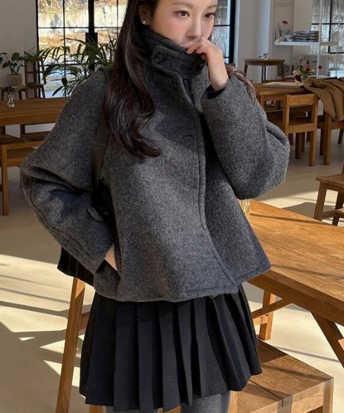 コート アウター ハイネックショートコート レディース : ZOZOTOWN