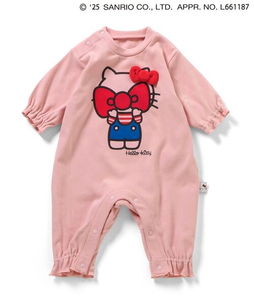 新品 サンリオ ハローキティ　サロペット カバーオール　ロンパース　ベビー sanrio（サンリオ） ベビー服 ロンパース 「リンク」ハローキティ もち