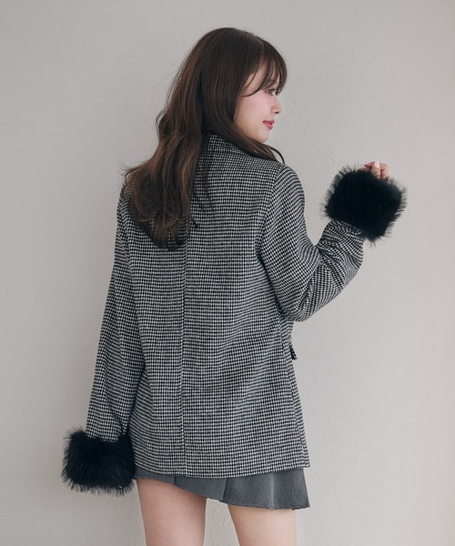 fupel ステンカラーコート コート fur sleeve Mid stand collar coat fupel ステンカラーコート コート fur sleeve Mid stand collar coat