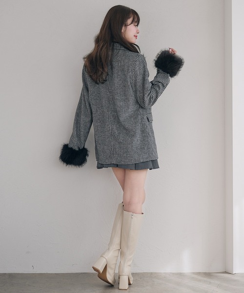 fupel ステンカラーコート コート fur sleeve Mid stand collar coat