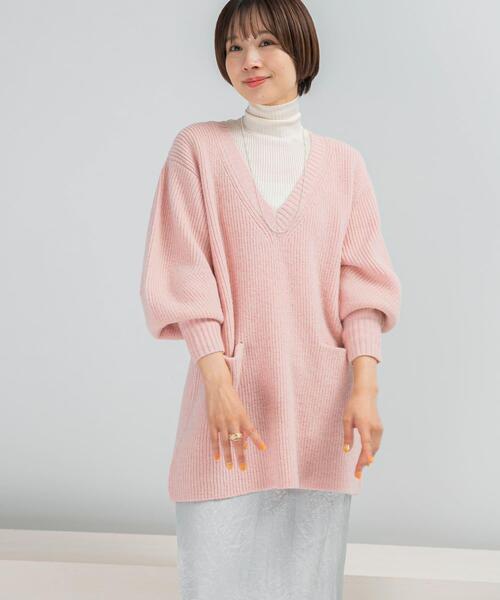 ほんのり透けて、柔らかい」アルパカ混の起毛ニット / ピンク 北欧、暮らしの道具店 「ほんのり透けて、柔らかい」アルパカ混の起毛