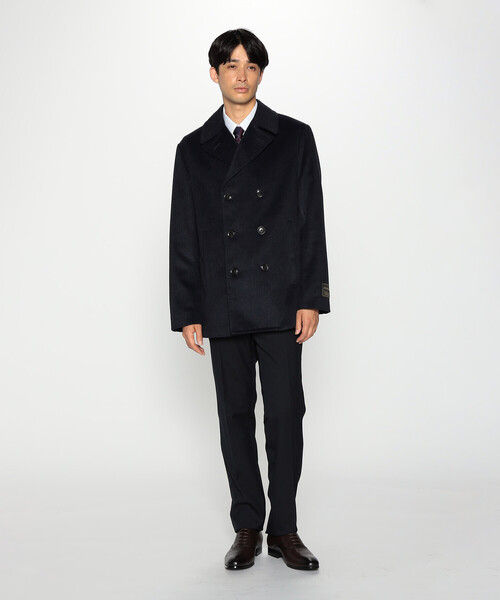 「COMME CA ISM」 ピーコート M カーキ メンズ_画像4