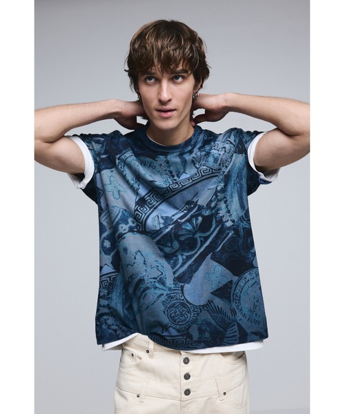新品✨タグ付き♪定価12,900円　デシグアル　Tシャツ　Mサイズ　大特価‼️ Desigual（デシグアル） tシャツ モザイク柄半袖Tシャツ メンズ