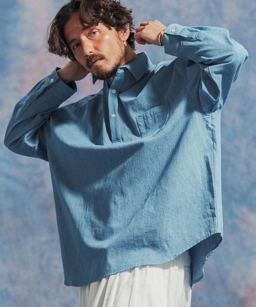 「Jih Nunc」 長袖シャツ L ブルー メンズ_画像5