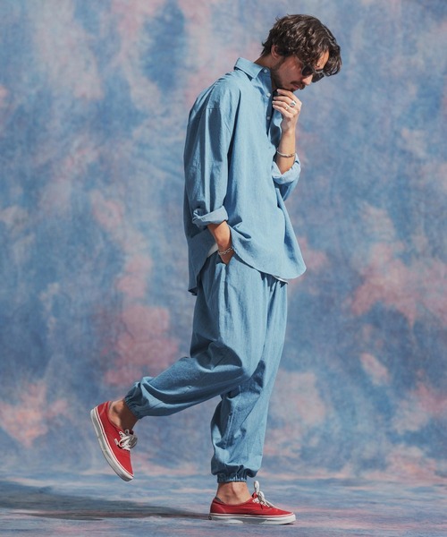 「Jih Nunc」 長袖シャツ L ブルー メンズ_画像8