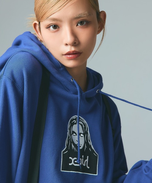 X-girl（エックスガール） パーカー FACE PATCH SWEAT HOODIE