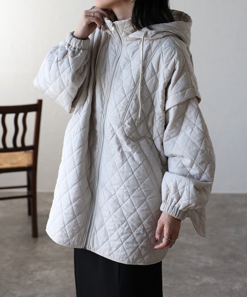 「ap retro」 キルティングブルゾン FREE カーキ レディース_画像4