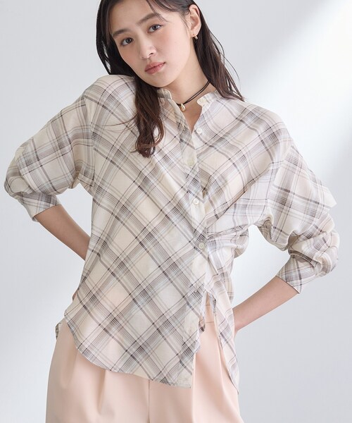 INDIVI（インディヴィ） ブラウス シャツ 「2WAY／シアー」バイアス 