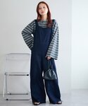 サロペット オーバーオール デニムジップ使いサ...の詳細画像5