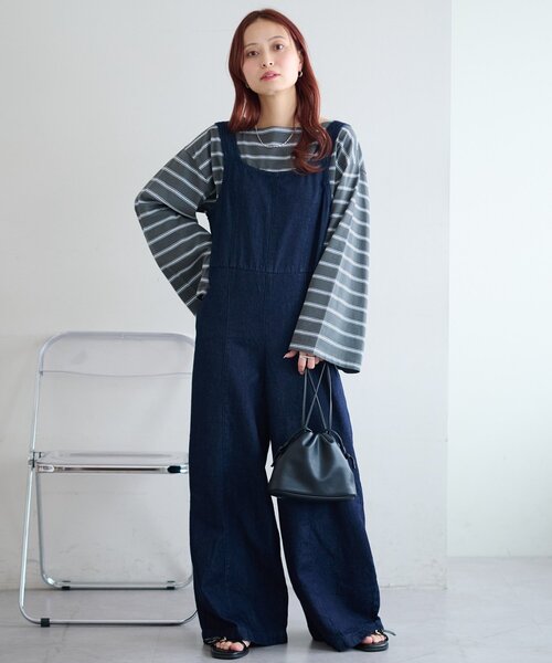 デニム サロペット ジェニィラブ デニム サロペット 160 レースアップ ワイドパンツ 刺繍