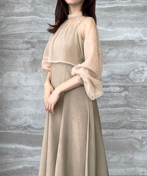 「JUNOAH」 コンビワンピース SMALL ライトベージュ レディース_画像8