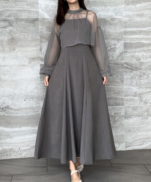 「JUNOAH」 コンビワンピース SMALL ライトベージュ レディース_画像9