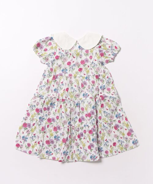 ワンピース フラワープリント　ティアードワンピース キッズ 子供服 女の子の画像