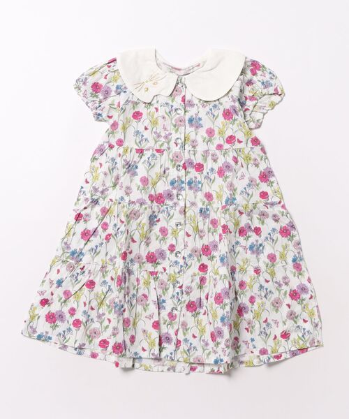 ワンピース フラワープリント　ティアードワンピース キッズ 子供服 女の子の画像
