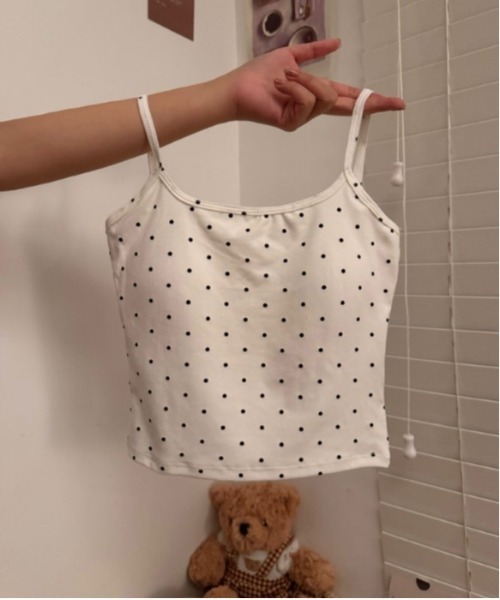 カップ付き キャミソール 「 」ドットキャミソールトップス 水玉
