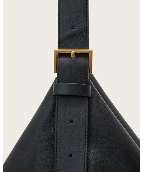 ALLSAINT ショルダーバッグ　本皮　黒 中古・古着通販】ALL SAINTS (オールセインツ) レザーショルダーバッグ
