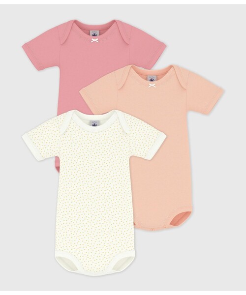 PETIT BATEAU（プチバトー） ベビー服 ロンパース 半袖ボディ3枚組