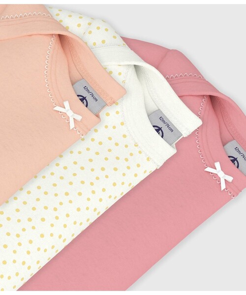 PETIT BATEAU（プチバトー） ベビー服 ロンパース 半袖ボディ3枚組