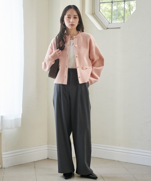 「RANAN」 ニットカーディガン LL チャコール レディース_画像9
