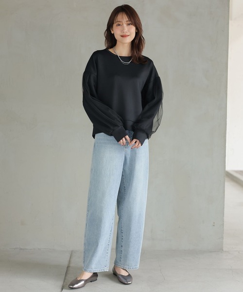 「GLOBAL WORK」 スウェットカットソー LARGE グレイッシュベージュ レディース_画像2