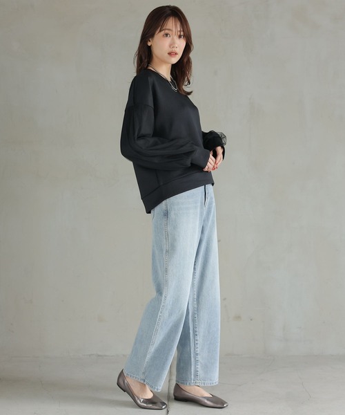 「GLOBAL WORK」 スウェットカットソー LARGE グレイッシュベージュ レディース_画像3