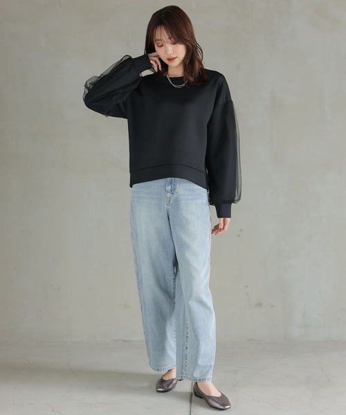 「GLOBAL WORK」 スウェットカットソー LARGE グレイッシュベージュ レディース_画像4