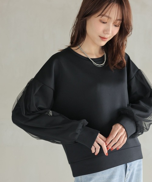 「GLOBAL WORK」 スウェットカットソー LARGE グレイッシュベージュ レディース_画像5