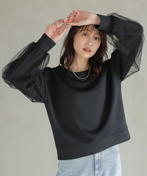 「GLOBAL WORK」 スウェットカットソー LARGE グレイッシュベージュ レディース_画像6