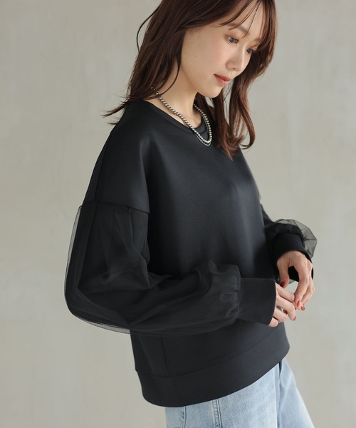 「GLOBAL WORK」 スウェットカットソー LARGE グレイッシュベージュ レディース_画像8