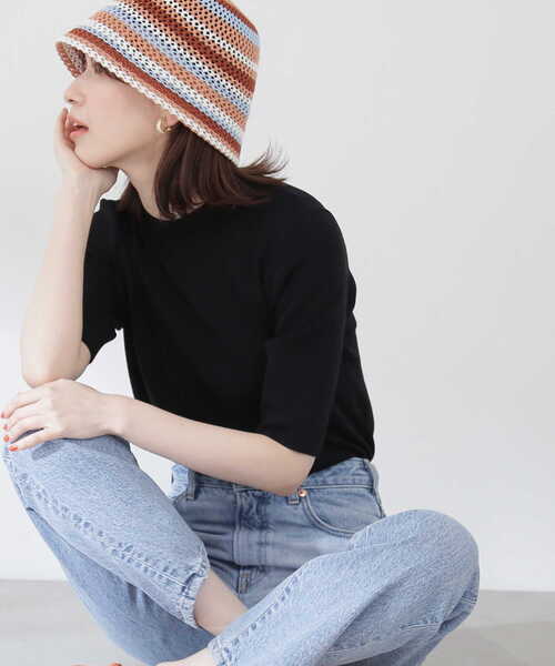 「N.(N. Natural Beauty Basic)」 半袖ニット MEDIUM ブルー レディース_画像4