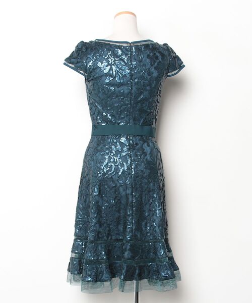 「Tadashi Shoji 」 レース半袖ワンピース 2 ブルー レディース_画像2