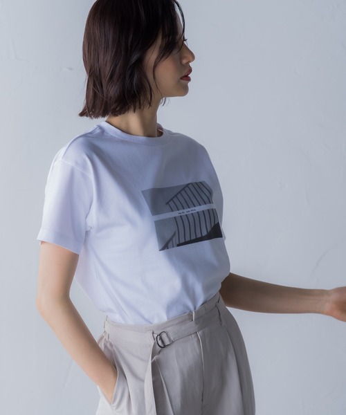「LAUTREAMONT」 半袖Tシャツ 9号 チャコールグレー レディース_画像3