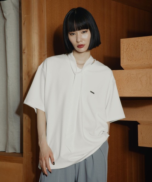 HARE（ハレ） tシャツ 「接触冷感」ボウタイツキVネックプルオーバー