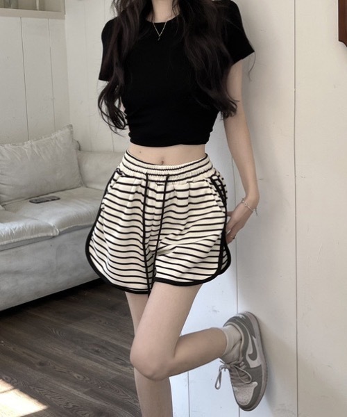 パンツ ボーダー柄スウェットショートパンツ レディース : ZOZOTOWN