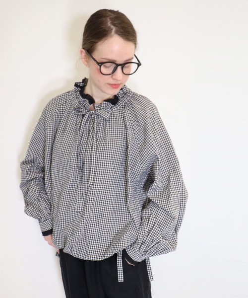 「haupia」 長袖チュニック MEDIUM ネイビー レディース_画像3