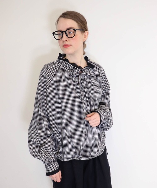 「haupia」 長袖チュニック MEDIUM ネイビー レディース_画像6