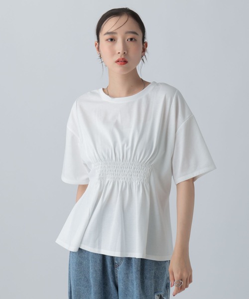 LEPSIM（レプシィム） tシャツ 半袖 タックペプラムデザインT 815993