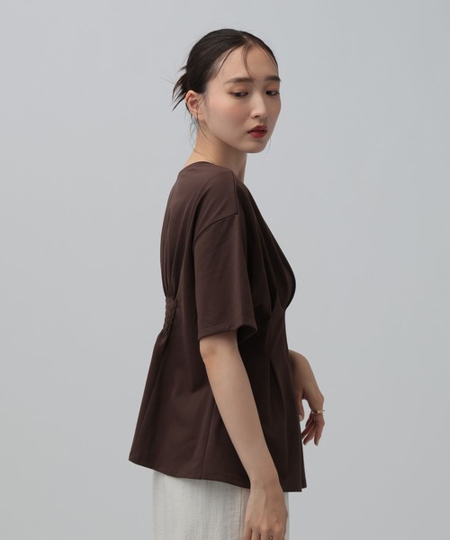LEPSIM（レプシィム） tシャツ 半袖 タックペプラムデザインT 815993