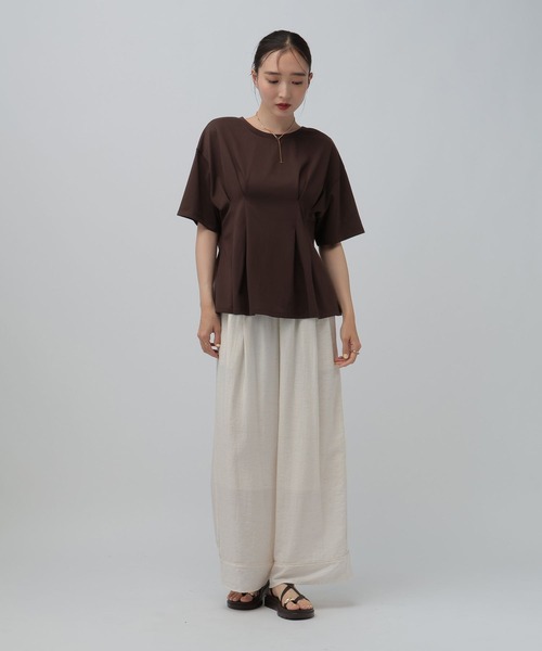 LEPSIM（レプシィム） tシャツ 半袖 タックペプラムデザインT 815993